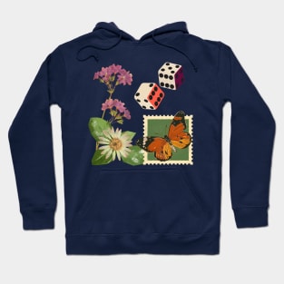 Roll The Dice Minimalist Butterfly Dice Flower Texture Hoodie